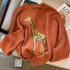Cartoon Giraffe Print Sweater