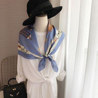 Printed Square Scarf Blue - One Size