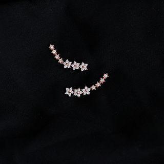 925 Sterling Silver Rhinestone Earring 1 Pair - Rose Gold - One Size