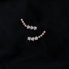 925 Sterling Silver Rhinestone Earring 1 Pair - Rose Gold - One Size