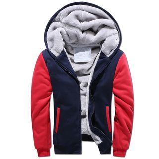 Fleece Lined Color Panel Hooded Jacket