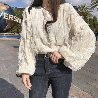 Frill-trim Lace Blouse As Shown In Figure - One Size