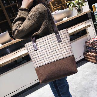 Plaid Panel Tote