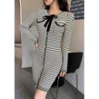 Ribbon-detail Rib-knit Bodycon Dress