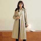 Adjustable Band-waist Double-breasted Trench Coat