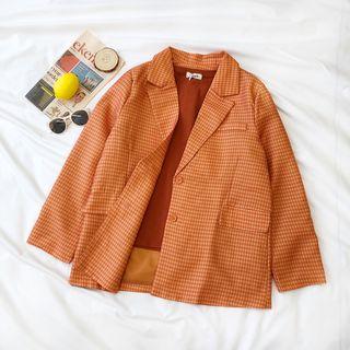 Crew-neck Short-sleeve T-shirt / Plaid Blazer