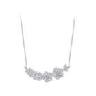 Fashion Elegant Flower Cubic Zirconia Necklace Silver - One Size