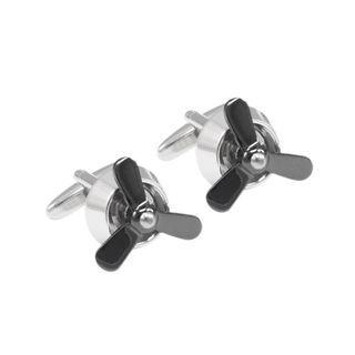 Fashion Personality Two-color Fan Leaf Shirt Cufflinks Silver - One Size