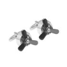 Fashion Personality Two-color Fan Leaf Shirt Cufflinks Silver - One Size