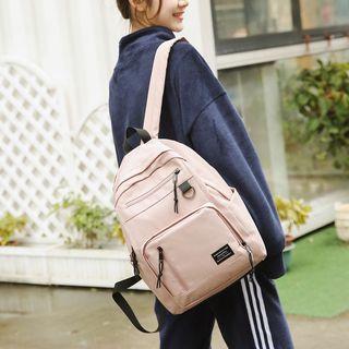 Zip Detail Nylon Backpack