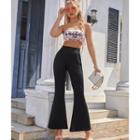 Mid Rise Plain Crop Bootcut Pants