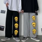 High-waist Smiley Face Print Pants