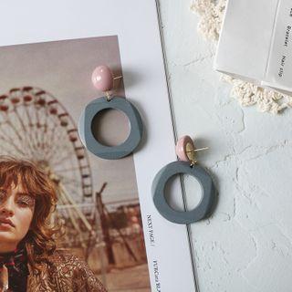 Irregular Wooden Dangle Earring 1 Pair - As Shown In Figure - One Size
