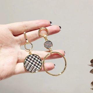Non-matching Houndstooth Disc Dangle Earring 925silver - One Size