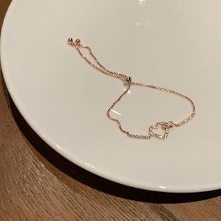 Heart Rhinestone Bracelet Heart - Rose Gold - One Size