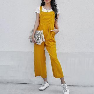 Plaid Wide Strap Jumper Pants