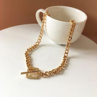 Geometric Alloy Necklace 1pc - Gold - One Size