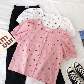 Cherry Printed Short-sleeve Blouse
