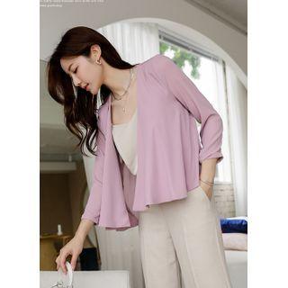 Open-front Draped Crepe Jacket