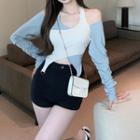 Mock Two-piece Long-sleeve Top / Shorts
