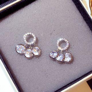 925 Sterling Silver Rhinestone Dangle Earring Rhinestone Earring - Silver - One Size