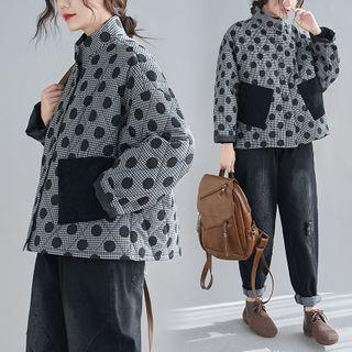 Argyle Dotted Padded Coat Black - One Size