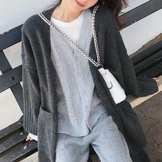 V-neck Button-up Sweater Vest