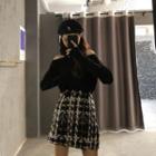 Cold-shoulder Sweater / Patterned A-line Skirt