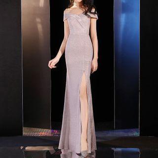 Off-shoulder Glitter Mermaid Evening Gown