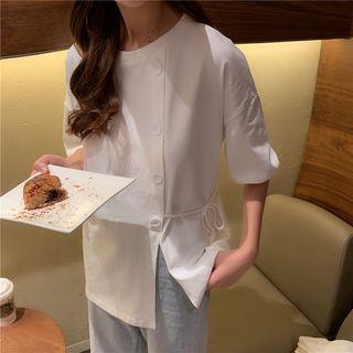 Button Front Short Sleeve Tee