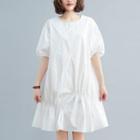 Puff-sleeve Ruched Asymmetric Dress