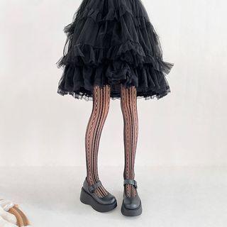 Striped Fishnet Tights