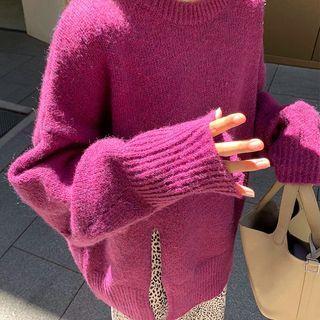 Slit-side Mock Neck Sweater