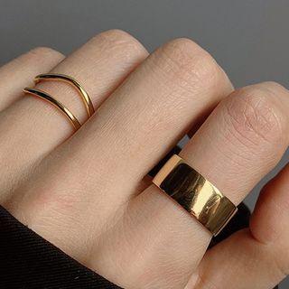 Layered Sterling Silver Ring T529 - 1 Pc - Gold - One Size