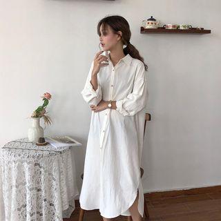 Drop-shoulder Shirtdress Ivory - One Size