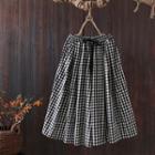 Gingham A-line Skirt Gingham - Black & White - One Size