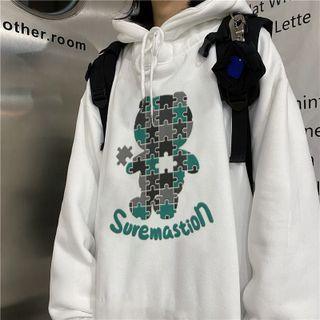 Puzzle Bear Print Hoodie