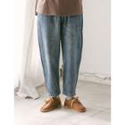Band-waist Baggy-fit Jeans Blue - One Size