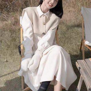 Set: Midi A-line Shirtdress + Shawl