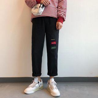 Lettering Crop Straight Fit Pants