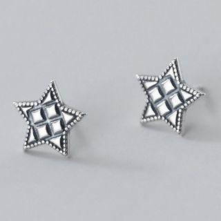 Star Sterling Silver Earring 1 Pair - S925 Silver Earring - Silver - One Size