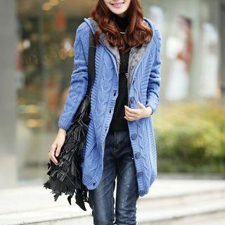 Fleece Lined Cable Knit Long Cardigan