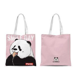 Panda Print Canvas Shopper Bag