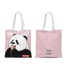 Panda Print Canvas Shopper Bag