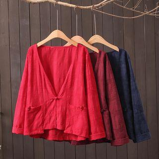 Frog Buttoned Cropped Jacket