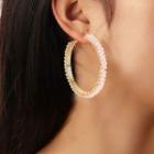 Faux Pearl Alloy Hoop Earring Gold - One Size