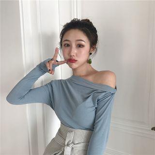 Asymmetric Off-shoulder Plain Top