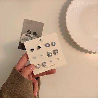 6 Pair Set: Alloy Earring (assorted Designs) Set - 6 Pairs - Silver - One Size