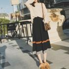 Contrast Trim Knit Midi A-line Skirt