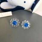 Flower Resin Earring 1 Pair - S925silver Flower Earrings - Blue - One Size